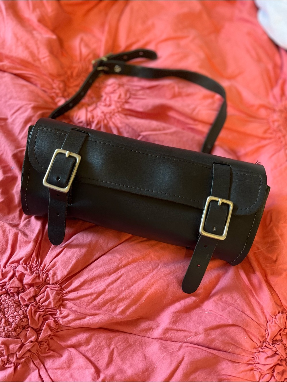 Black Leather Saddle tool Bag